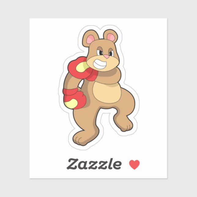 Adesivo Urso na caixa com luvas in a box (Folha)