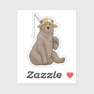 Adesivo Urso na pesca com vara de pesca