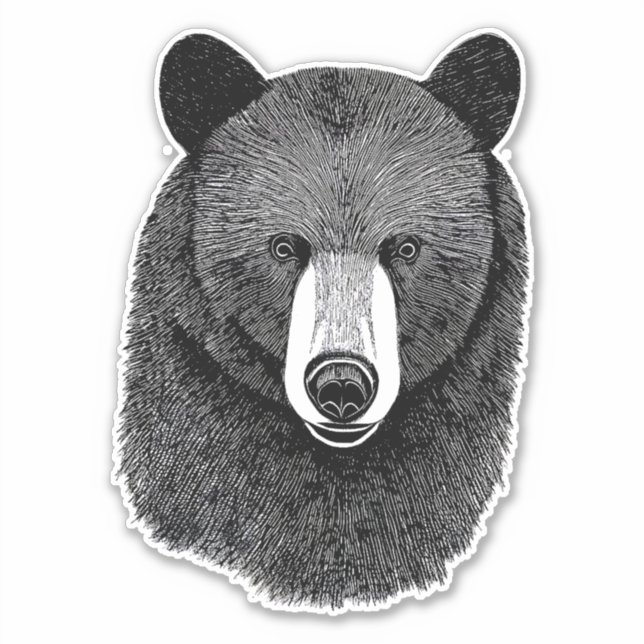 Adesivo Urso Negro Rosto Original Desenho de Arte Animal