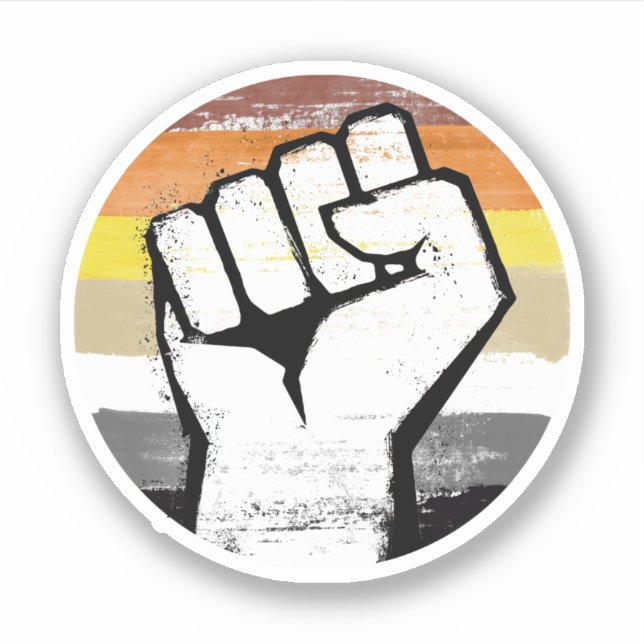 Adesivo Urso Orgulho Punho Círculo Impressão (Frente)