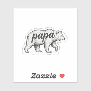 Adesivo Urso Pai Desenho Vetorial de Gravação Vintage_1