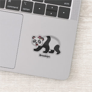 Adesivo Urso panda bonito e feliz com desenho animado