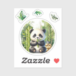 Adesivo Urso Panda Bonito na Floresta Bambu