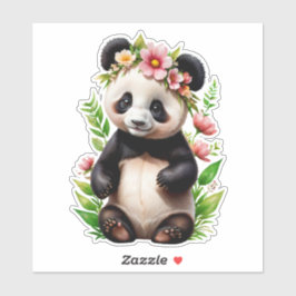 Adesivo Urso Panda Transparente Com Flores