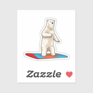 Adesivo Urso polar como Snowboarder com Snowboard