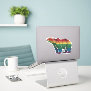Adesivo Urso Polar Retrô Arco-Íris Lésbica LGBT Gay Orgulh