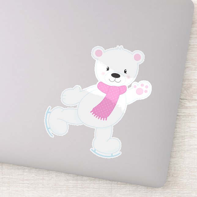 Adesivo Urso Polar, Urso Branco, Urso De Pé-Gelo, Scarf (Detalhe)