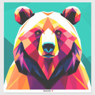 Adesivo Urso Poligonal com Estilo Abstrato