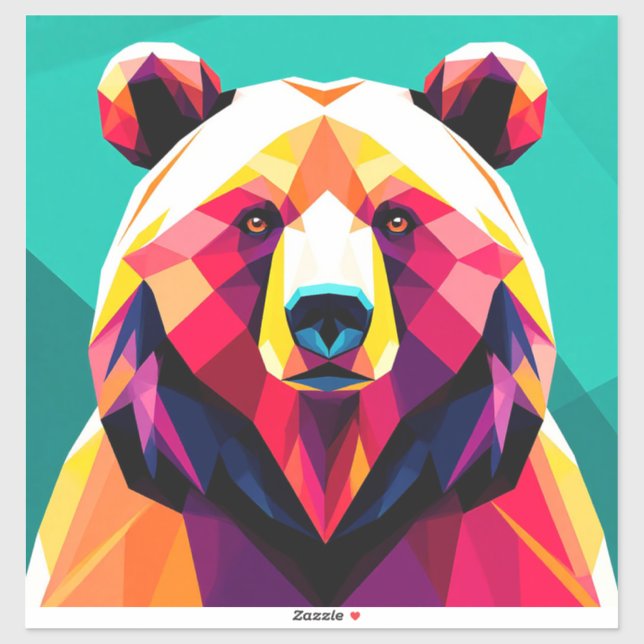 Adesivo Urso Poligonal com Estilo Abstrato (Folha)