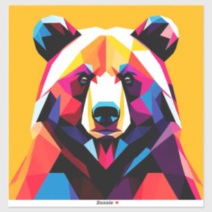 Adesivo Urso Poligonal com Estilo Abstrato