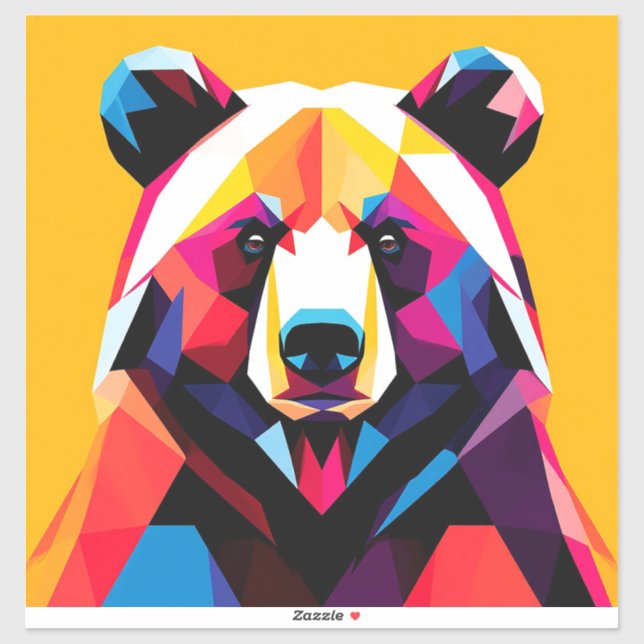 Adesivo Urso Poligonal com Estilo Abstrato (Folha)