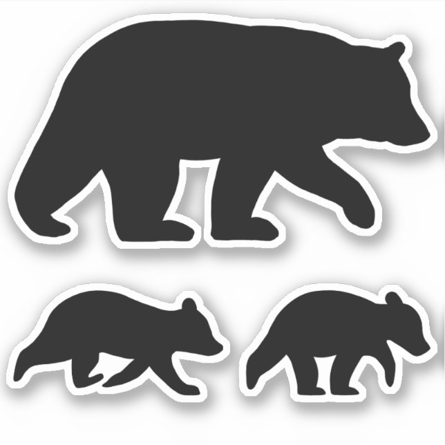 Adesivo Urso Preto com Cubs Silhouettes Vinil Set (Frente)