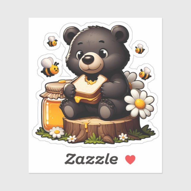Adesivo Ursos, abelhas e mel (Folha)
