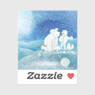 Adesivo Ursos Polares, Raposa Polar, Pinguim Imperador e H