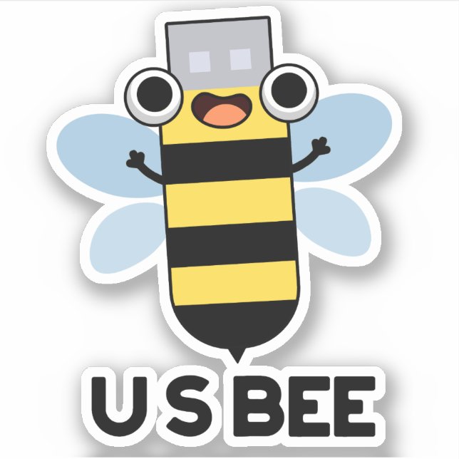 Adesivo US Bee Funny USB Technical Pun (Frente)