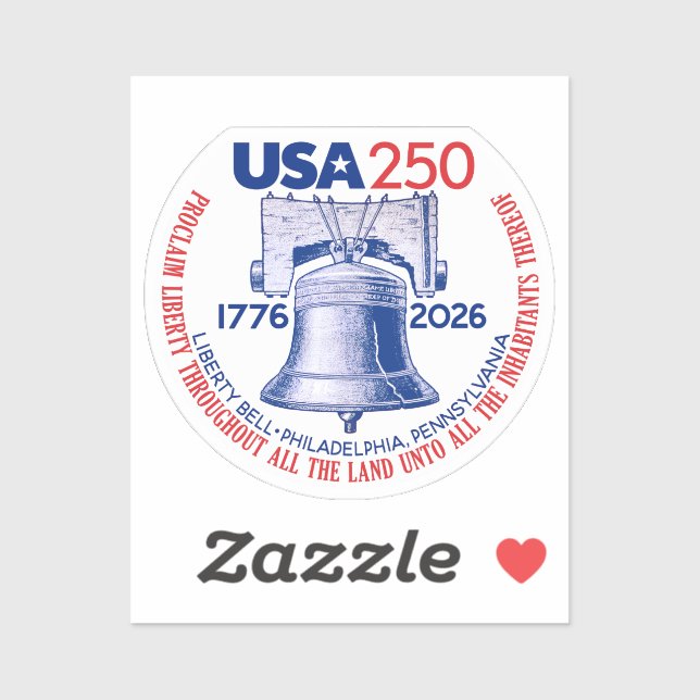Adesivo USA 250 - 1776-2026 - Liberty Bell Red White Blue (Folha)