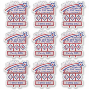 Adesivo USA 250 Personalizado - Letreiro Retro Patriótico