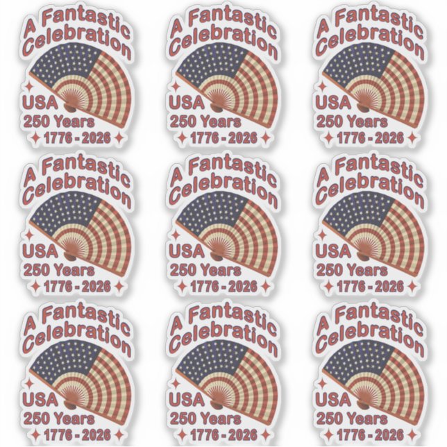 Adesivo USA 250 Years Patriotic Fan Design – 1776-2026  (Frente)
