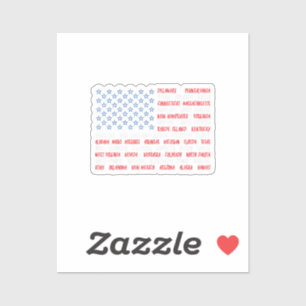 Adesivo USA American Flag All 50 State Names