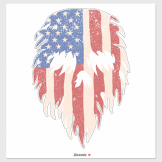 Adesivo USA Flag Skull Beard | Distressed Patriotic Design