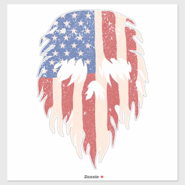 Adesivo USA Flag Skull Beard | Distressed Patriotic Design (Folha)