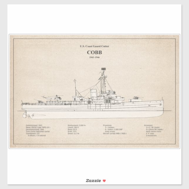 Adesivo USCGC Cobb wpg-181 - SBD (Folha)