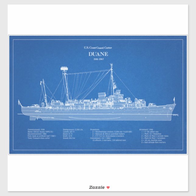 Adesivo USCGC Duane wpg-33 - ABD (Folha)