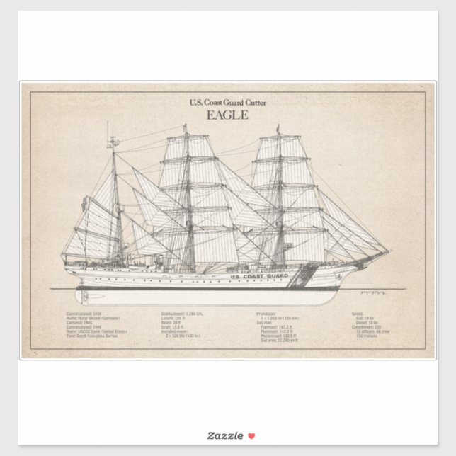 Adesivo USCGC Eagle wix-327 - SBD (Folha)