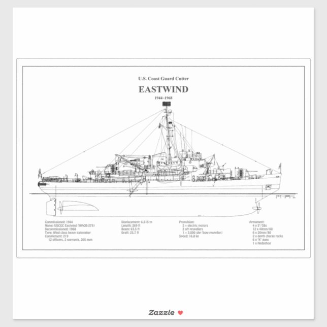 Adesivo USCGC Eastwind wagb-279 - BD (Folha)