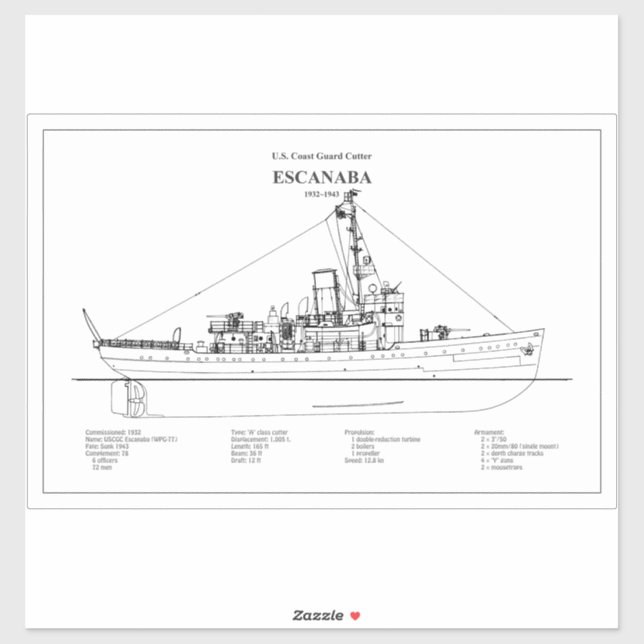 Adesivo USCGC Escanaba wpc-77 - BD (Folha)