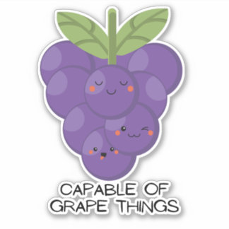 Adesivo Uvas de fruta engraçadas kawaii para laptop