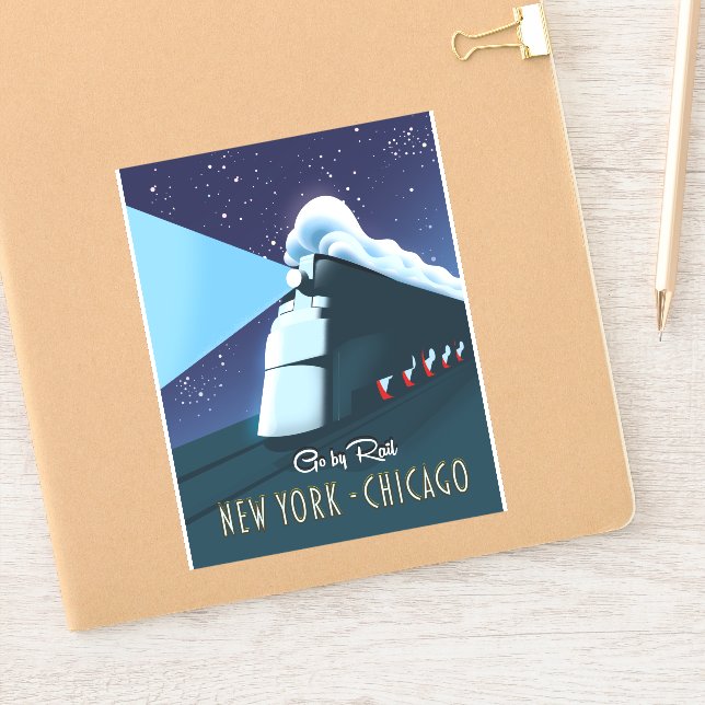 Adesivo "Vá de trem" Nova York - Chicago (Notebook)