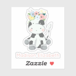 Adesivo Vaca Bebê Com Nome Personalizado De Enfermeiro Flo