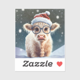 Adesivo Vaca Bela Em Terra Alta Na Neve