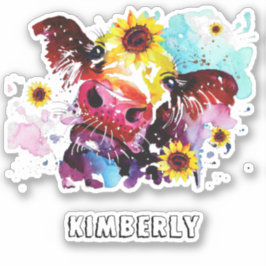 Adesivo Vaca com Vinheta de Vinilo de Corte Personalizado 