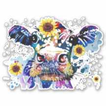 Vaca com Vinheta de Vinilo de Corte Personalizado