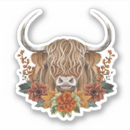 Adesivo Vaca das Terras Altas Cutas com Flores de Queda