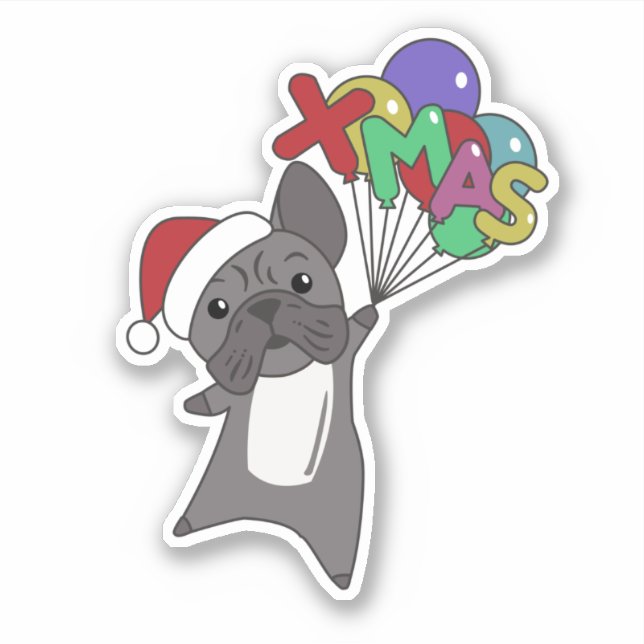 Adesivo Vaca de Natal de Bulldog Francês (Frente)