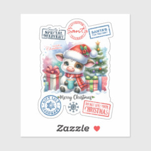 Adesivo Vaca de Natal Festiva
