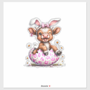 Adesivo Vaca engraçada coelho de Páscoa vacas Highland fof