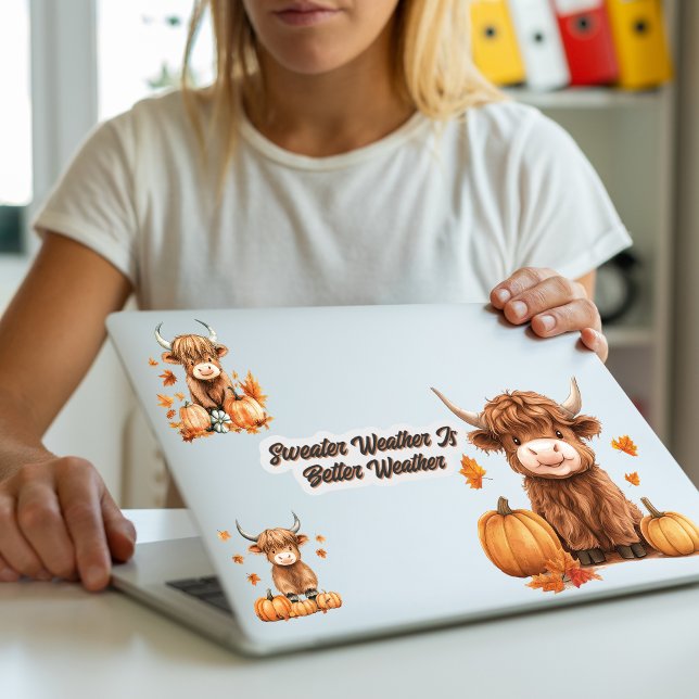 Adesivo Vaca Highland Ex-Pequenos Vinhetas De Queda Delici (Criador carregado)