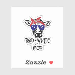 Adesivo Vaca Patriótica Branca Vermelha e Moo Quarto de ju