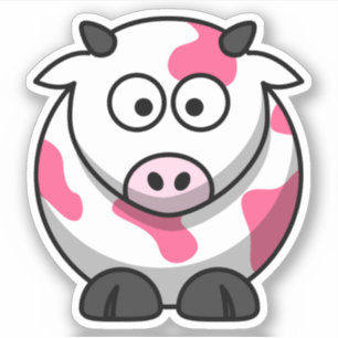 Adesivo Vaca rosa redonda de desenho