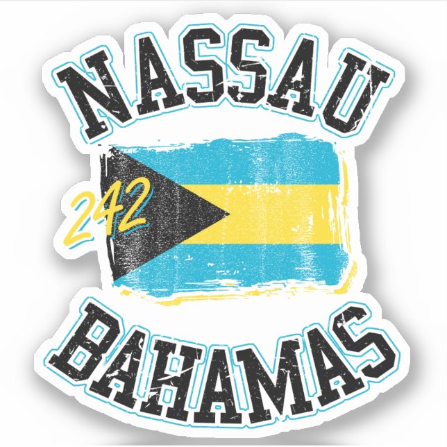 Adesivo Vacinação Nassau Bahamas Flag Sticker Cruise (Frente)