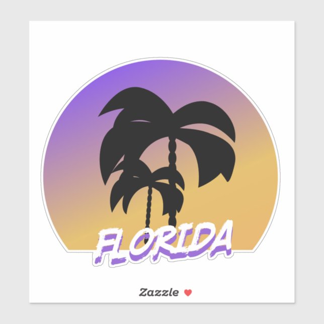 Adesivo Vaga Roxa de Árvores de Palma Gradiente (Folha)