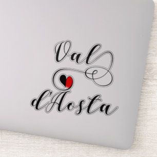 Adesivo Val d'Aosta Flag Heart, Itália, Vale Aosta
