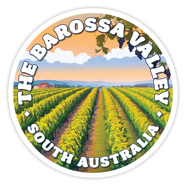 Adesivo Vale de Barossa, Sticker do Sul da Austrália (The Barossa Valley, South Australia Circular Design Sticker)