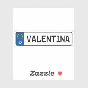 Adesivo Valentina - Placa de Licença de Automóveis Alemã