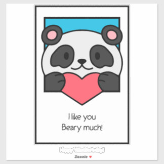 Adesivo Valentines Day Card Friends Panda Heart