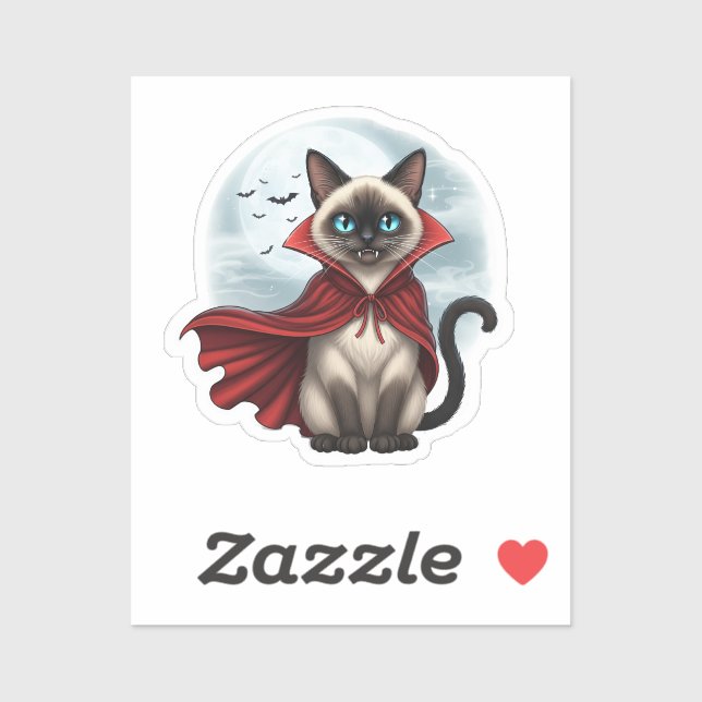 Adesivo Vamire Siamese - Gato Siamês do Halloween (Folha)